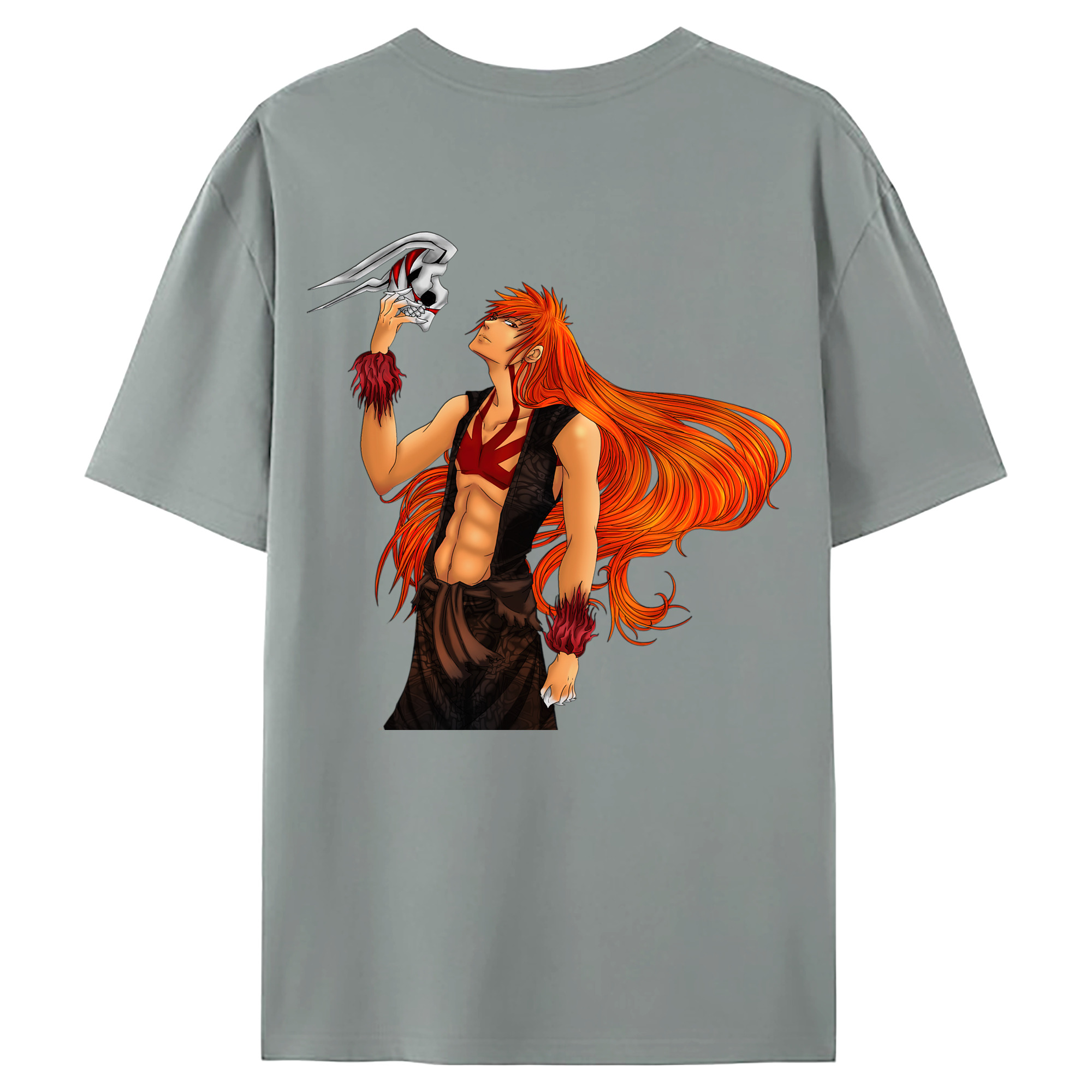 （画像用） ブリーチ 黒崎一護（くろさき いちご）BLEACH Kurosaki Ichigo 綿100％ メンズ半袖Tシャツ（バックプリント） 通気性